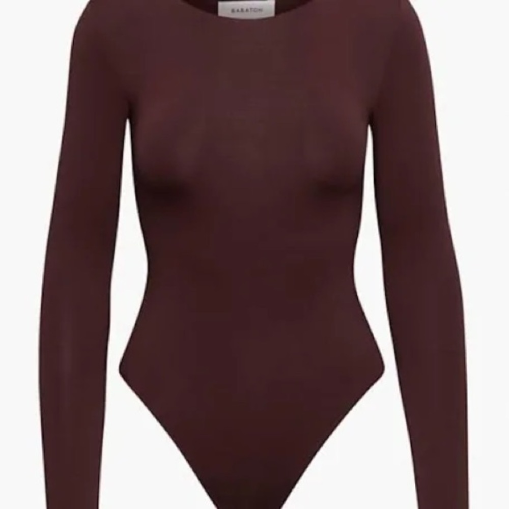 Aritzia Babaton Rich Brown Long Sleeve Contour Bodysuit